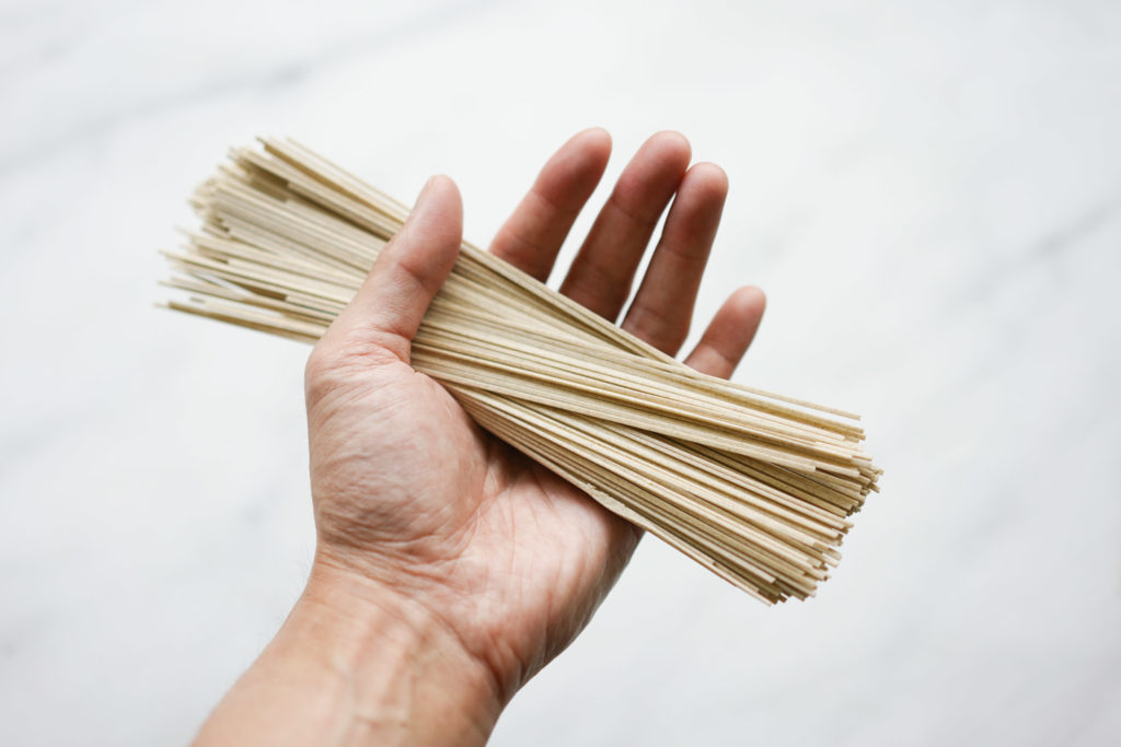 one bundle of uncooked soba noodles