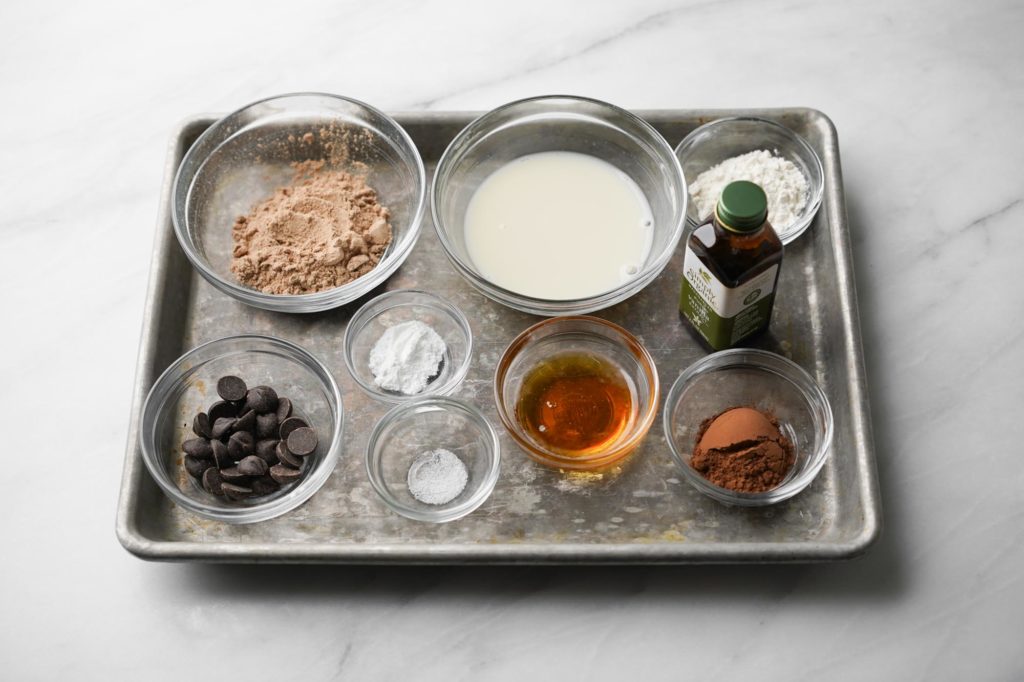 protein mug cake ingredients on tray