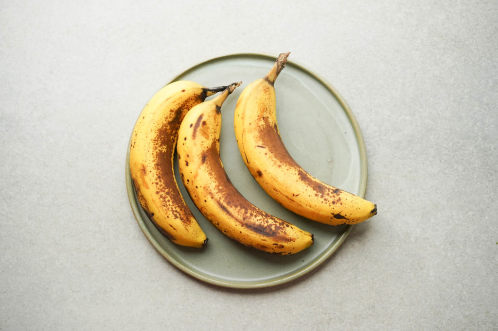 three ripe bananas