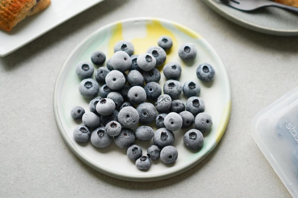 plate of frozen blueberries