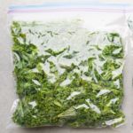 bag of washed kale in freezer bag