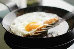 detail of crispy fried egg edge
