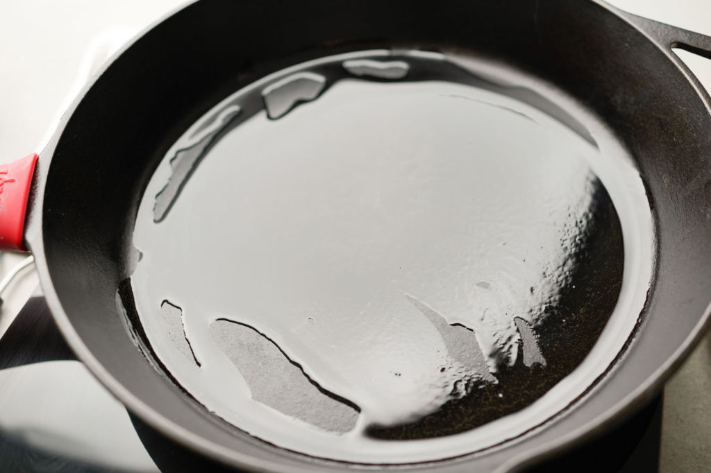 oiled cast iron pan