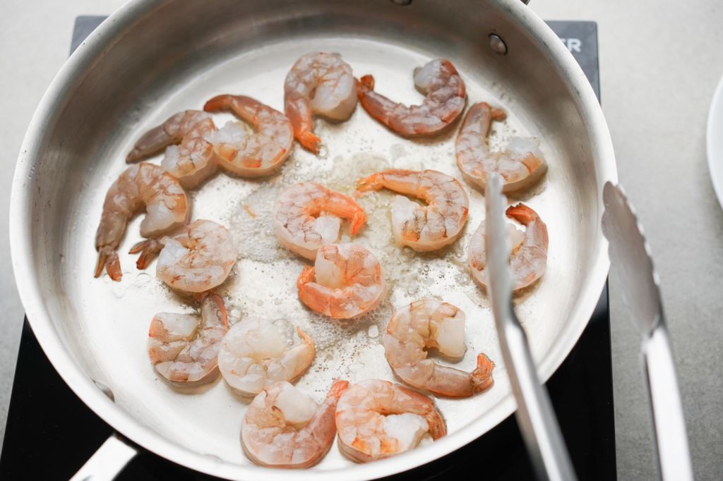 cooking shrimp in saute pan
