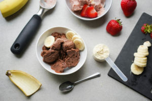 scoops of chocolate protein ice cream