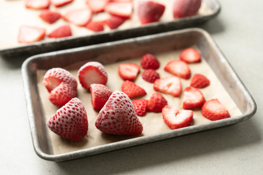 frozen whole and sliced strawberries