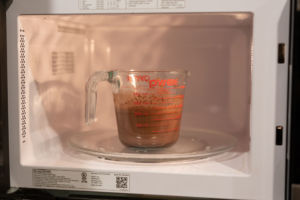 hot chocolate cup in microwave