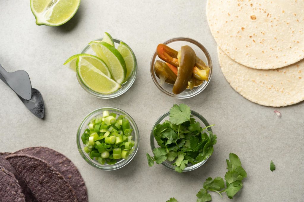 taco garnishes and limes