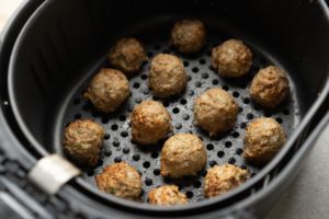 browned air fryer meatballs