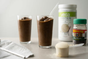 glasses of protein coffee shake