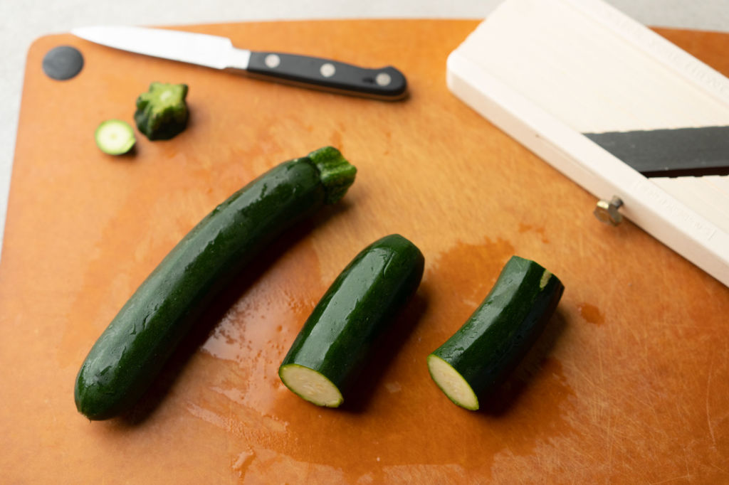 sliced and cut zucchini