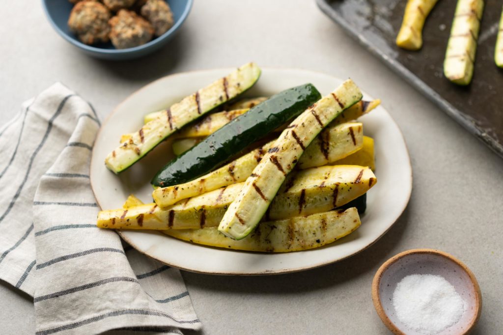 plate of grilled squash and zucchini