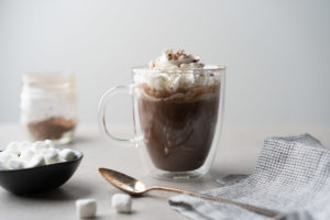 hot chocolate glass w whipped cream