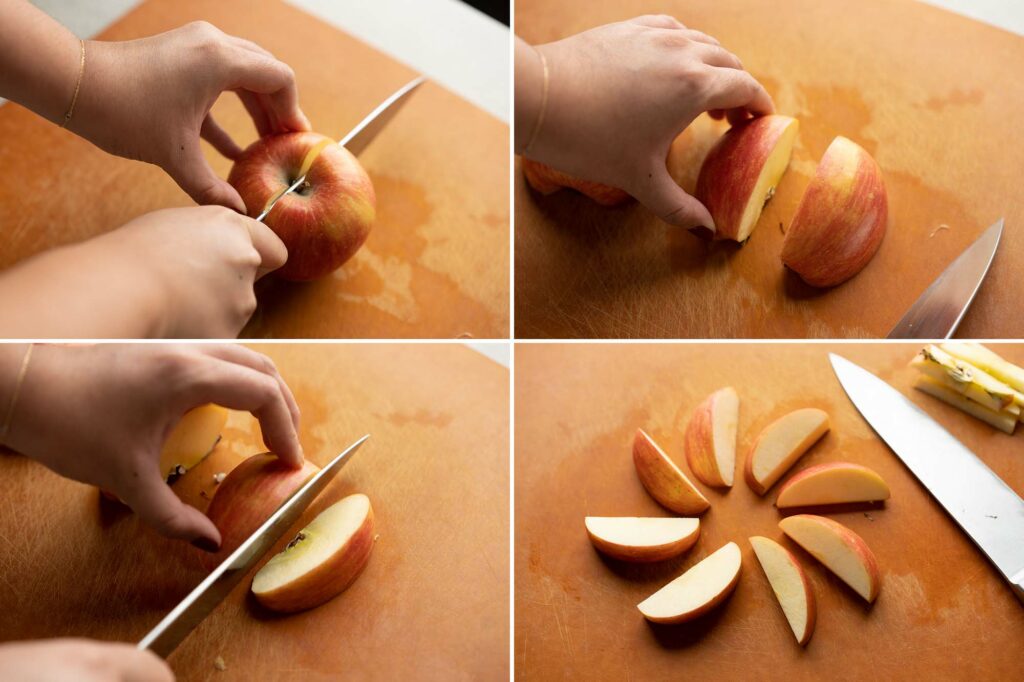 how to cut apple wedges or slices