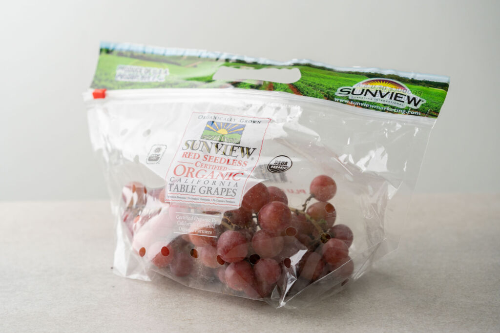 grapes in plastic bag