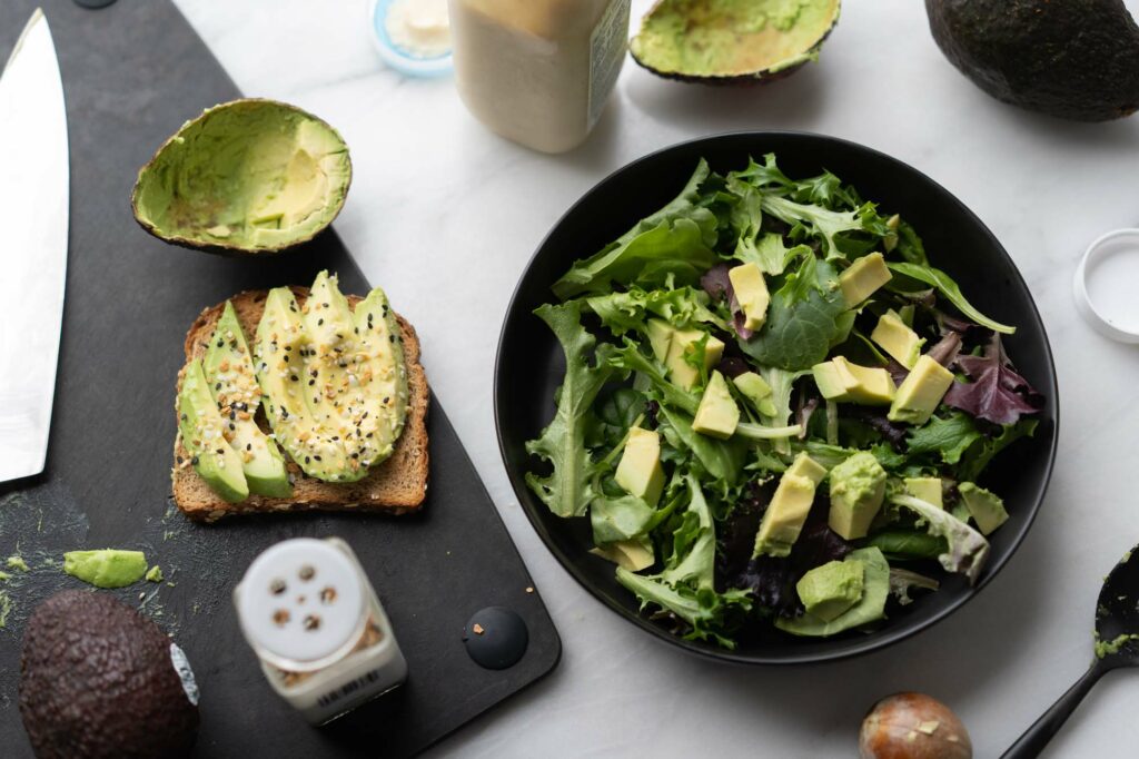 avocado toast and salad