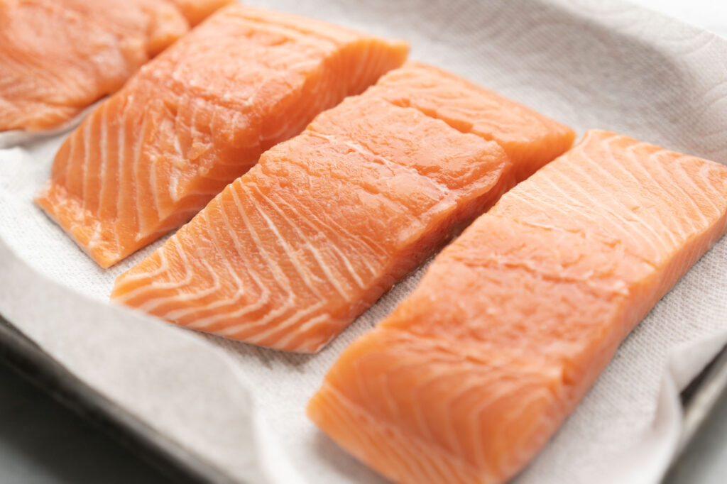 raw salmon fillets